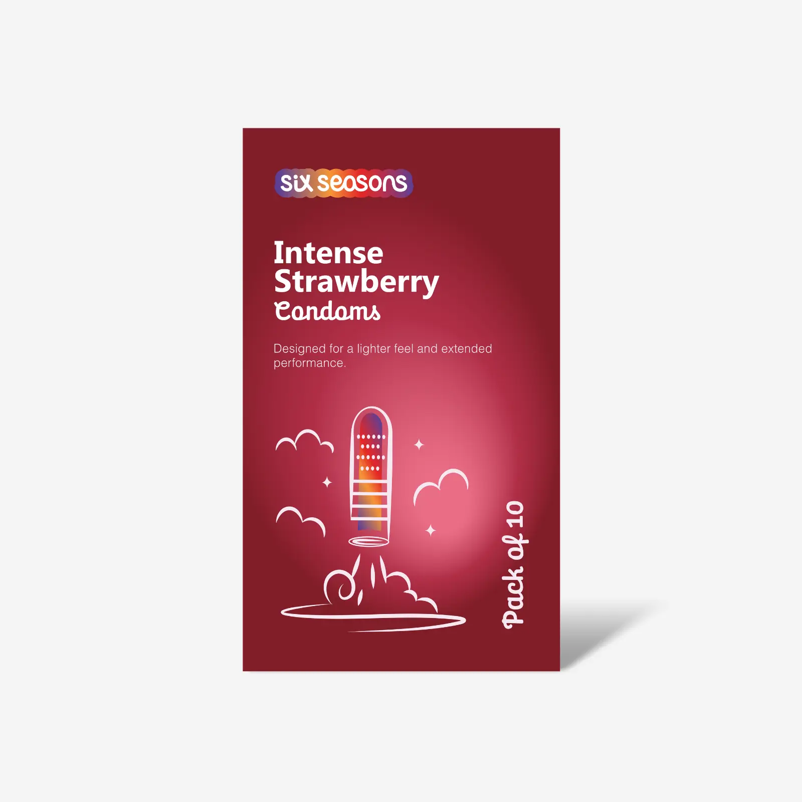 Intense Strawberry Ribbed & Dotted, Long Lasting Condoms with Benzocaine 4.5%