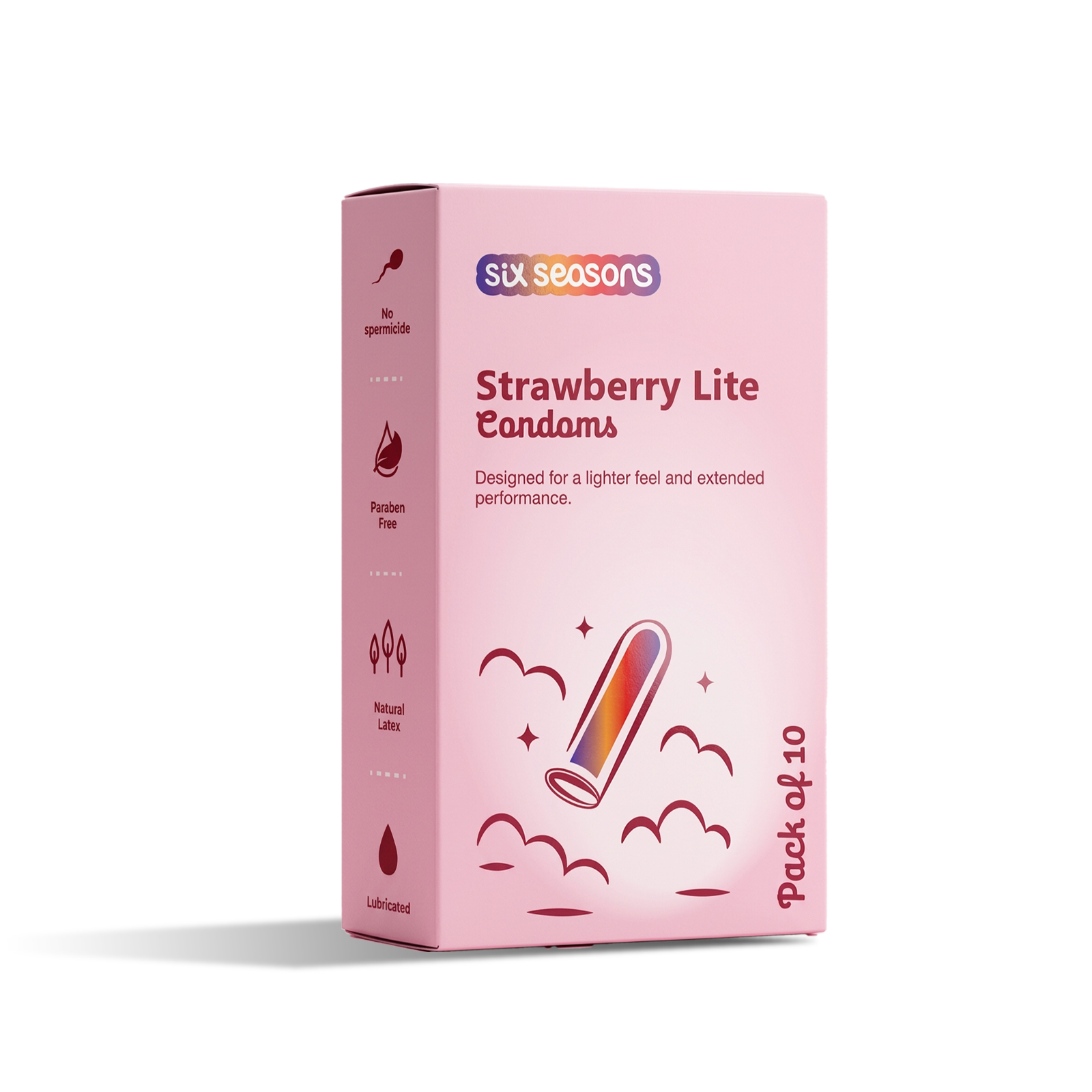 Strawberry Lite, Ultra-Thin Long Lasting Condoms with Benzocaine 4.5%
