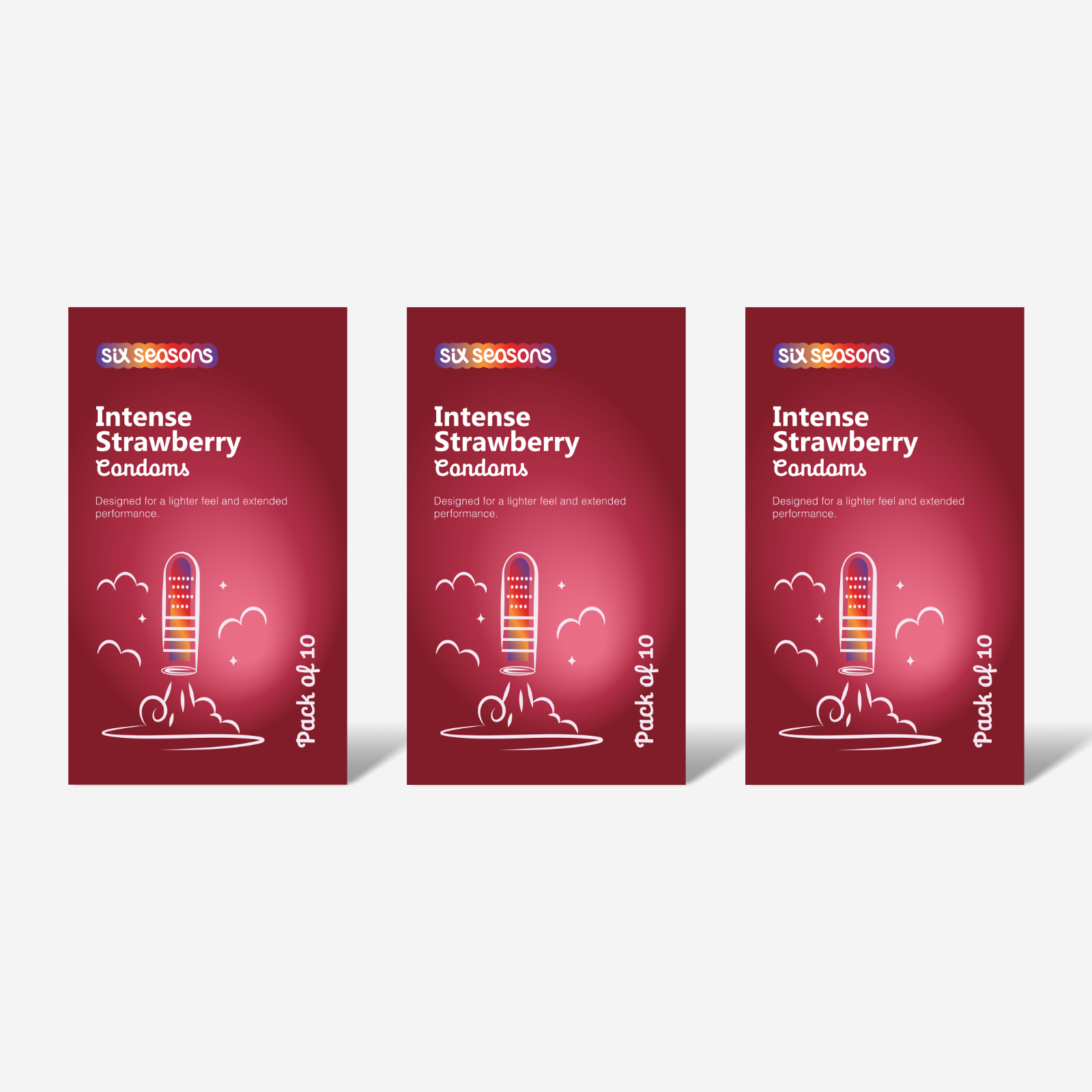 Intense Strawberry Ribbed & Dotted, Long Lasting Condoms with Benzocaine 4.5%