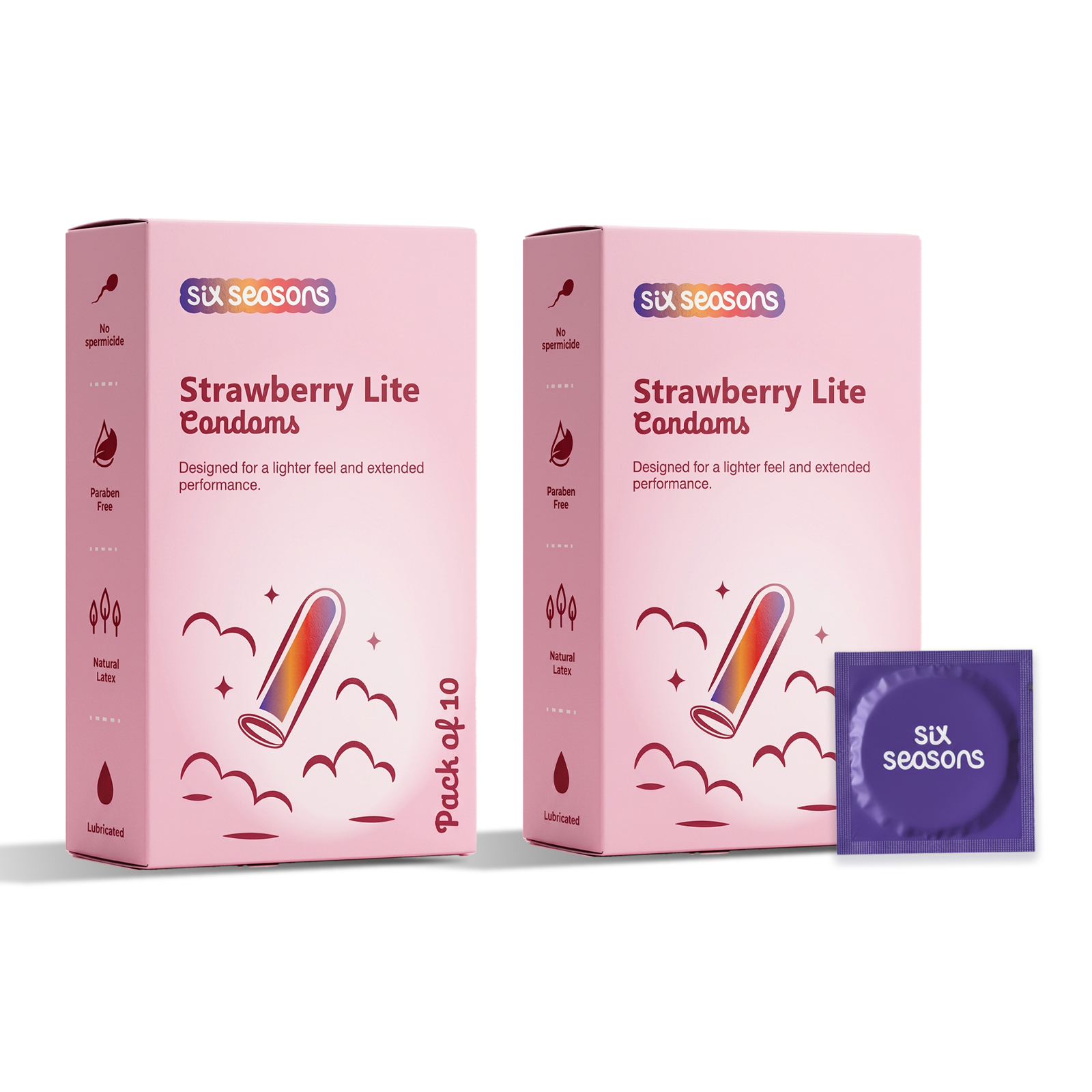 Strawberry Lite, Ultra-Thin Long Lasting Condoms with Benzocaine 4.5%